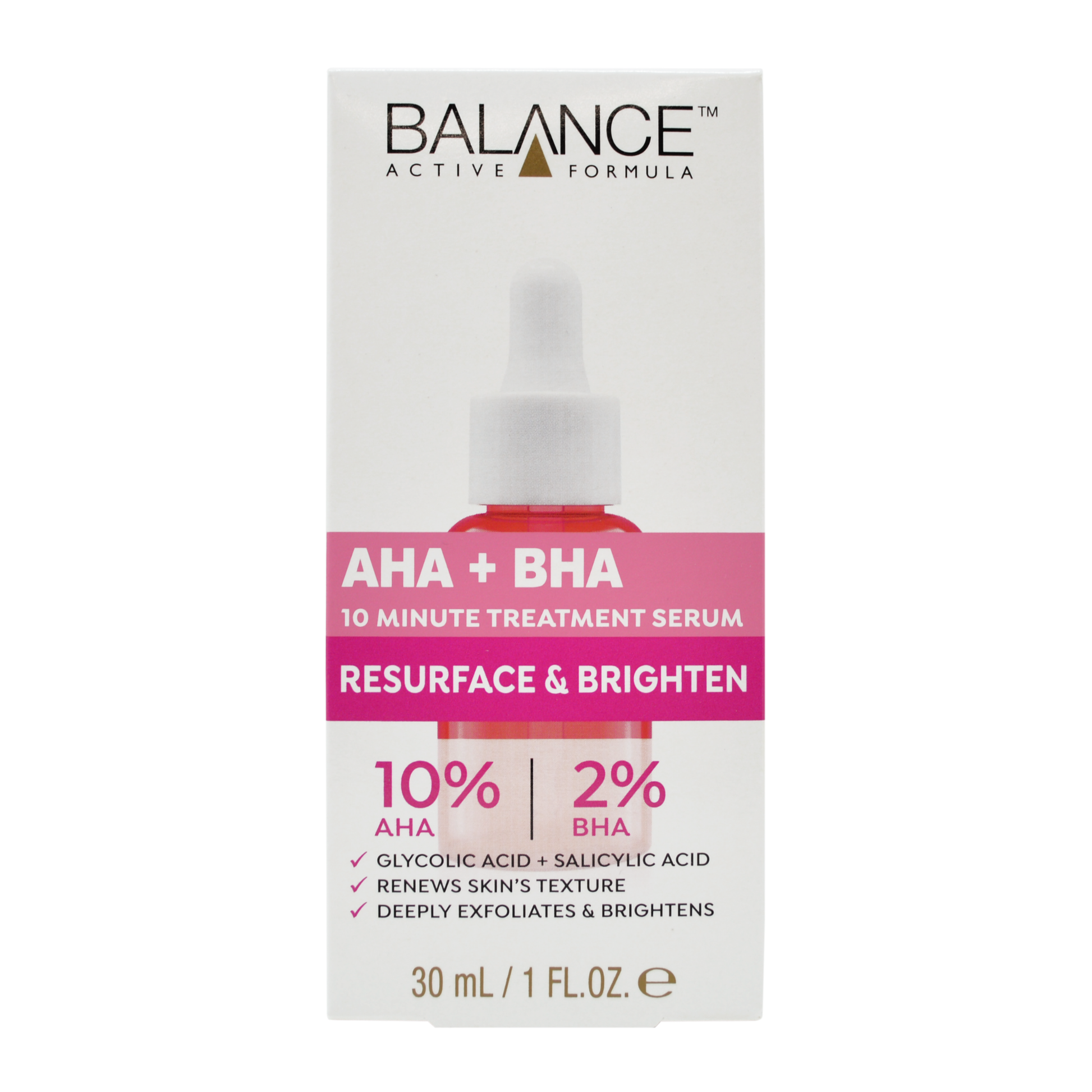 AHA 10% + BHA 2% Retexturising Serum 30ml - Balance Active Formula
