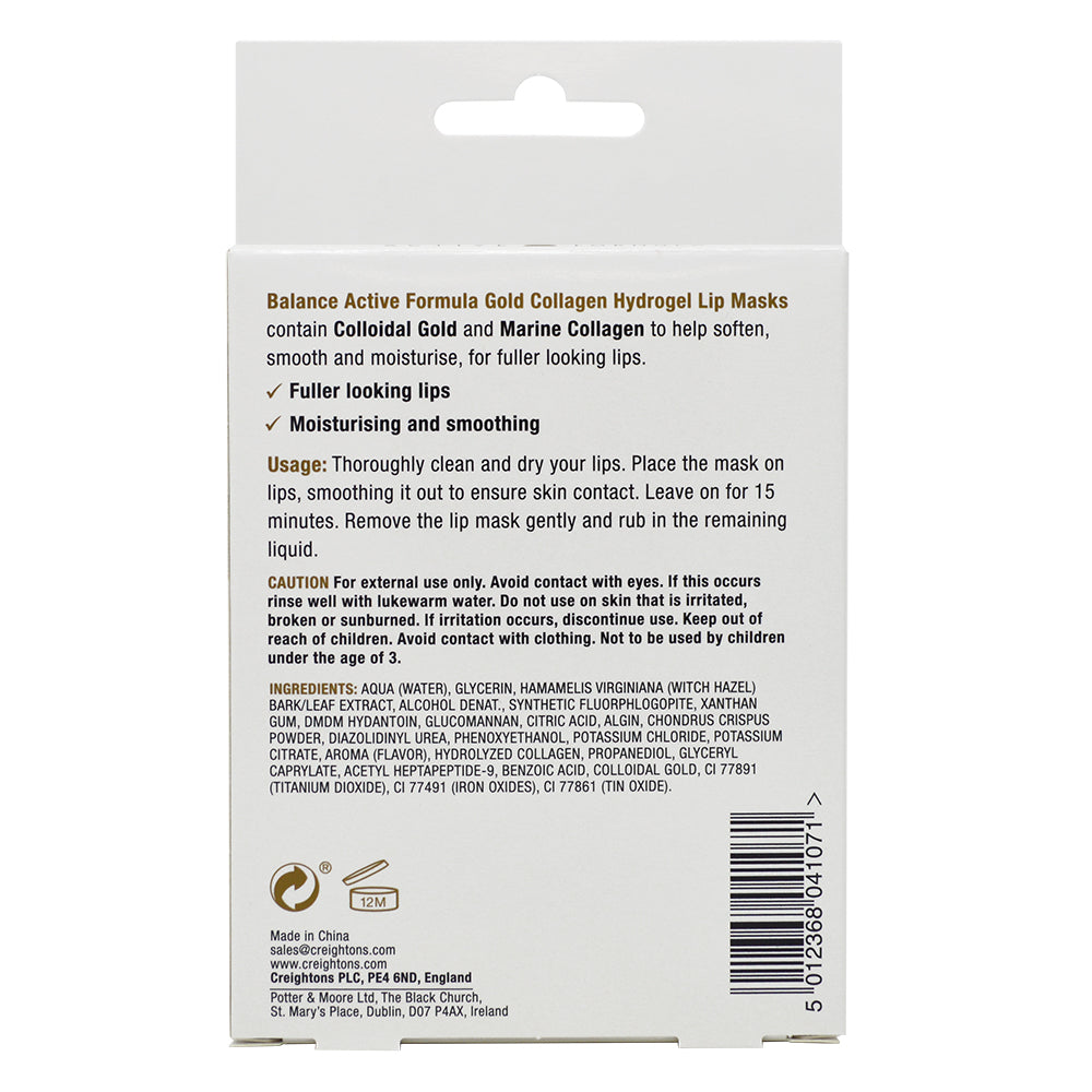 Gold + Marine Collagen Hydrogel Lip Masks - Balance Active Formula