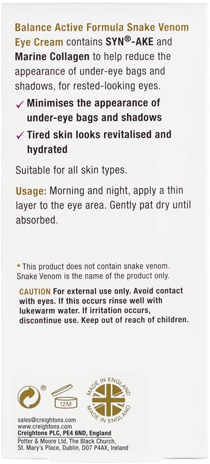 Skincare Snake Venom Eye Cream 15ml - Balance Active Formula